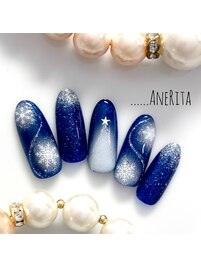 雪の結晶☆ホワイトX'mas nail