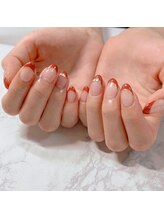 ブラン(blanc)/赤フレンチネイル