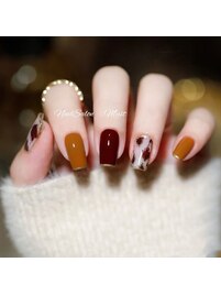 レオパードネイル、先端フレンチ