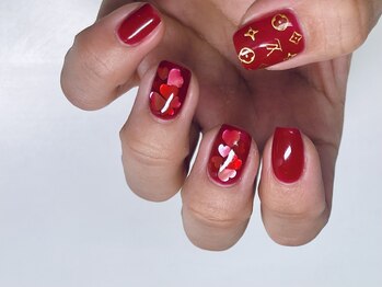 ノンノンプラス 博多(NON-NONプラス)/ハートホロ 赤ネイル