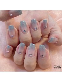 ブルーグラデ×ハートパーツ