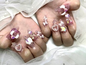 ビジュティエール(Bijoutier)の写真/【オフ込み90分/120分/パーツつけ放題まで豊富】煌めきワンホンネイル/韓国ネイルも長さ出しで存在感抜群☆