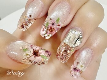 桜ネイル　押し花アート