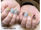 和柄×雪の結晶nail