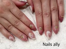 ネイルズアリー 立川店(Nails ally)/シアーカラー×イチゴ×スタッズ