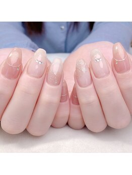 ピオニーネイル(peony nail)/秋の淡色ローズ