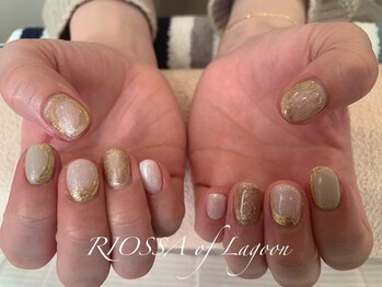 リオッサ オブ ラグーン(RIOSSA of Lagoon)/ガラスフレンチ×ミラーネイル