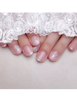 ピオニーネイル(peony nail)/ブライダル　たらしこみフラワー
