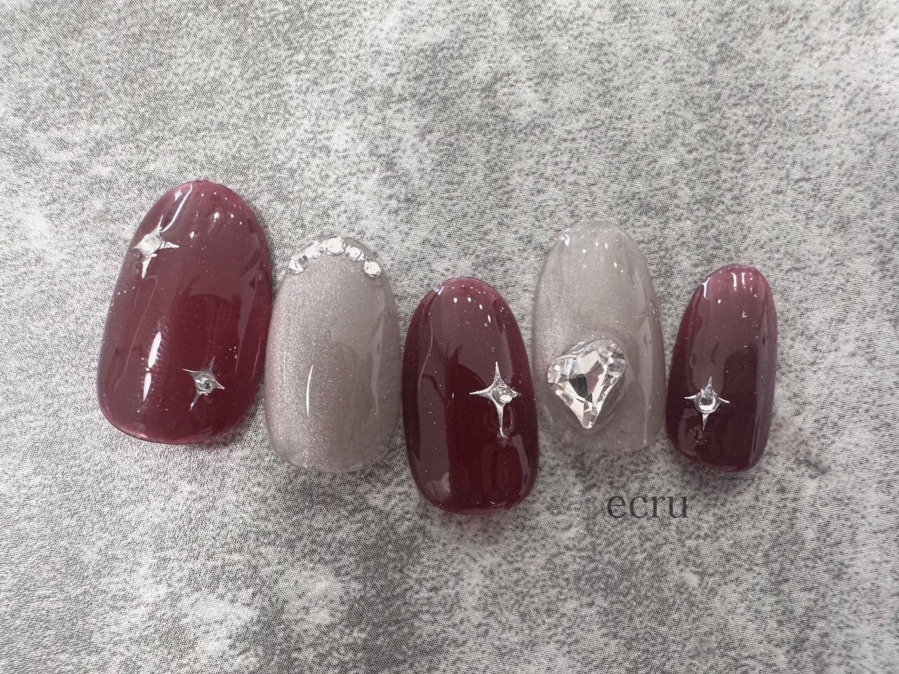 10))ネイルチップ フレンチガーリー ハート 冬 ボルドーネイル 個性派 236 〗ネイルチップ ハートネイル ボルドーネイル ガーリー フレンチ