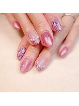 ピオニーネイル(peony nail)/ぶどう色ツイード