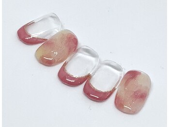 ネイルハウス安气子 新丸ビル店/フレンチ／タイダイ/ジェル