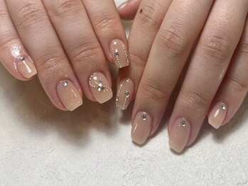 ジュイール ネイル 千葉店(Jouir nail)/ピンクベージュにキラッと