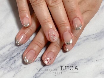 ネイルアトリエルカ(nail atelier LUCA)/W-58 大人可愛い押し花ネイル