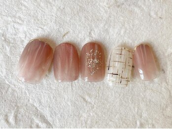 アイネイルズ 梅田店(I nails)/ブラウンチェックきらきら¥8200