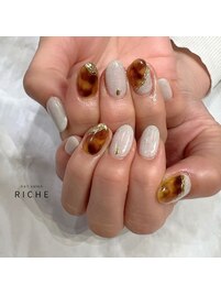 秋べっ甲ネイル！ミラーネイルも