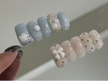 ネイルメゾン 池袋店(NAIL MAISON)の写真/【6980円~ワンホンデザインコース】可愛いリボンパーツなどキラキラなワンホンデザインが出来る定額コ-ス♪