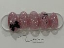 ピンクフラッシュリボンネイル