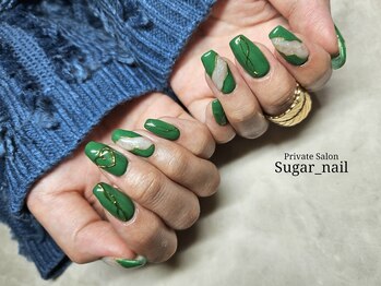 シュガーネイル(sugar nail)/緑ネイル