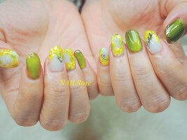 ミモザ　マグネット　手描き花