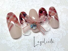 ガーリー赤チェック × リボン