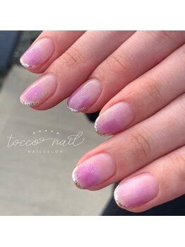 トッコネイル(tocconail)/柔らかベースカラーラメフレンチ