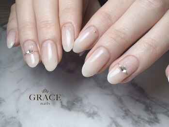 グレース ネイルズ(GRACE nails)/ホワイトグラデ×リングネイル