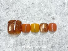 ネイル アンド アイラッシュ ヨンマルニ(Nail&eyelash 402)/大人のオレンジネイル♪