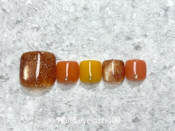 ネイル アンド アイラッシュ ヨンマルニ(Nail&eyelash 402)/大人のオレンジネイル♪