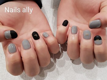 ネイルズアリー 立川店(Nails ally)/マット×グレー×ブラック