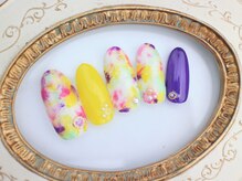 ネイルサロン あかねいろ/春夏　ニュアンス　フラワー