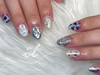 イル 神戸店/ブルー×アートネイル