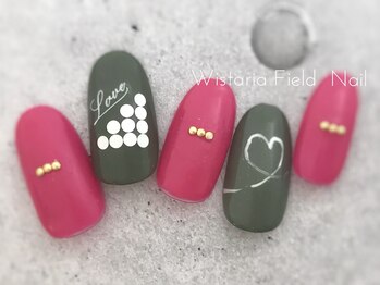 ウィスタリアフィールドネイル MONAD店(WISTARIA FIELD)/手描きハート アートネイル