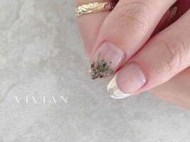 押し花ネイル　ニュアンスネイル