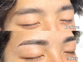 グルーム(GROOM.)の写真/【メンズアイブロウで一気に垢抜け眉毛に★】waxから自然に仕上がる張り付かない眉毛パーマまで◎