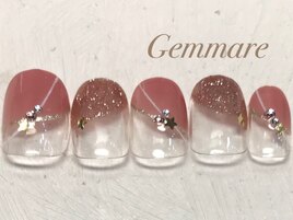 キラキラ星ななめフレンチネイル