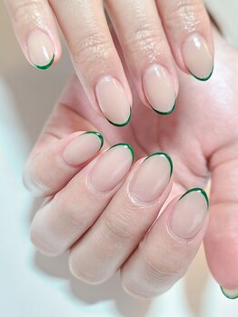 ネイルアンドまつげエクステ専門サロン スリー(THREE)/Green細フレンチ