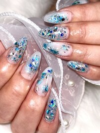 ブルーホワイトネイル☆