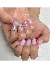 ネイルアート ジマー/60minartコースのちぐはぐネイル