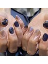 水彩nail×ブルー【newiネイル】
