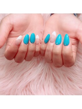 アートネイル ギャラリー(Art nail Gallery)/爽やかターコイズ×王道フレンチ