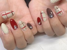 エムズ(M's)/ニット×チェック柄ネイル