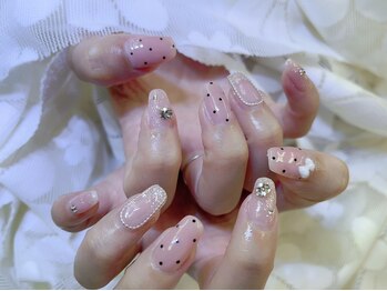 ネイルサロン ジェイ(Nail Salon J)/リボン/Vカット/ドットネイル