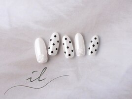 ミラー×水玉ネイル
