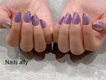 ネイルズアリー 立川店(Nails ally)/オーロラ×ミラー×ジュエリー