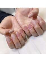 ネイルアンドまつ毛エクステ ルーナ イオン多摩平の森店/ワンカラー×ラメ