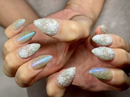 冬ネイル/雪の結晶/花/大人上品