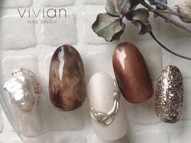 ニュアンス　べっ甲　ネイル