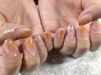 モグネイル(Mogunail)/5月定額A/オレンジ夏ネイル2021