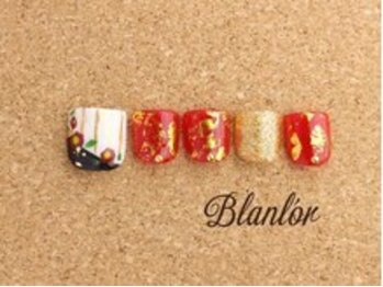 ブランロール 中目黒店(Blanl'or)/FOOT　新春　和柄ネイル