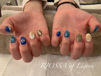 リオッサ オブ ラグーン(RIOSSA of Lagoon)/ガラスフレンチ×キラキラネイル